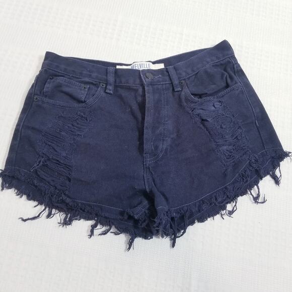 MELVILLE 100% Cotton Buttonfly High Rise Denim Shorts - Picture 1 of 10